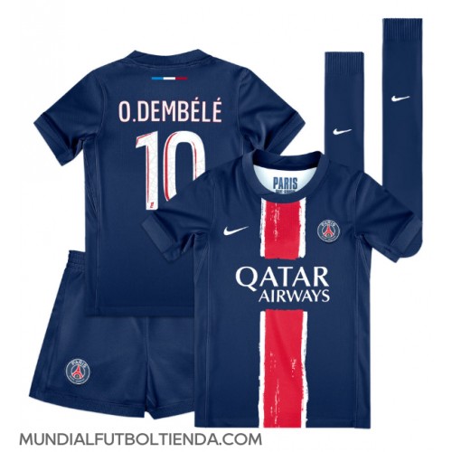 Camiseta Paris Saint-Germain Ousmane Dembele #10 Primera Equipación Replica 2024-25 para niños mangas cortas (+ Pantalones cortos)